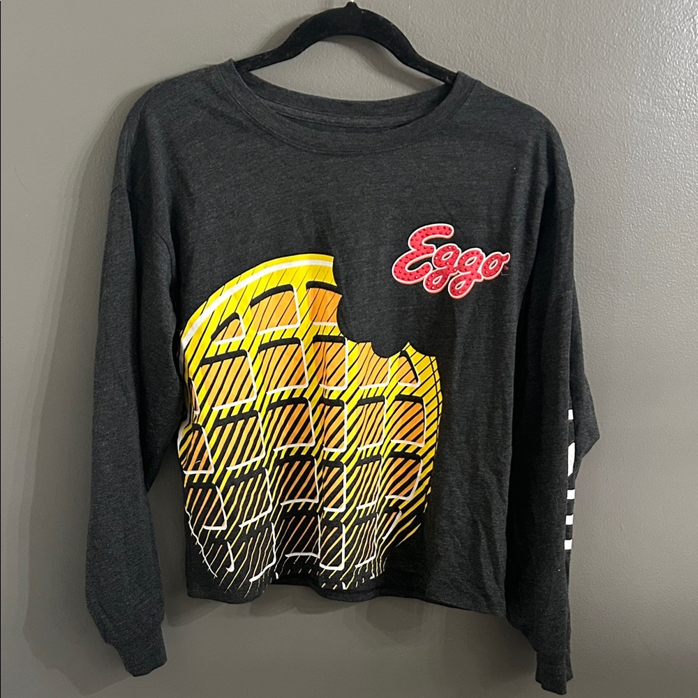 Justice Dark Gray Long Sleeve Eggo Waffle Shirt